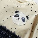 Girls Long-Sleeved Panda Cartoon Design Casual Dresses childrensterritory