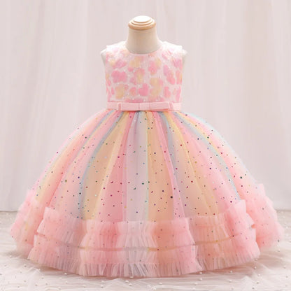 Little Girls Colorful Embroidered Sequin Evening Dresses childrensterritory