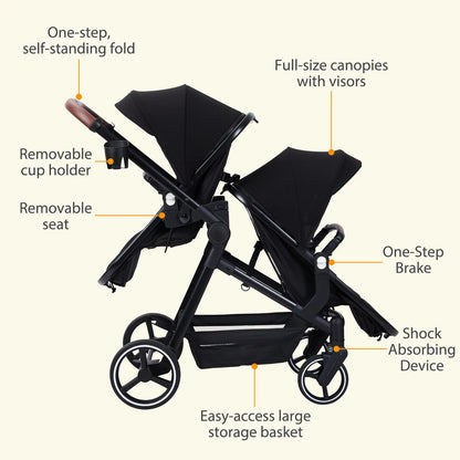 Baby Kids Smart Design Double Foldable Stroller childrensterritory
