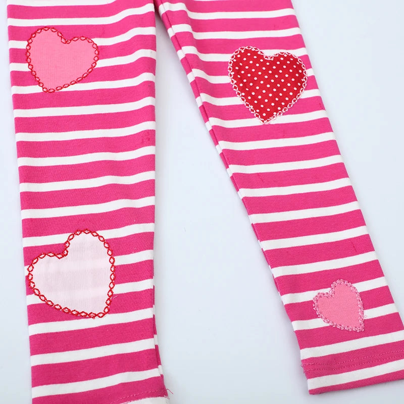 Cute Heart Striped Design Cotton Pants For Girls childrensterritory