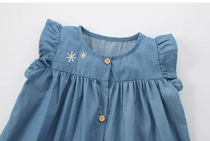 Kids Girls Floral Summer Casual Jeans Dresses childrensterritory