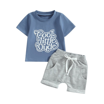 Baby Boy Letter Print T-Shirts and Solid Shorts Summer Set childrensterritory