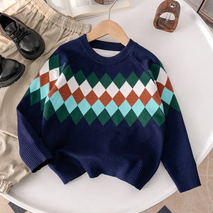 Kids Round Neck Christmas Design Warm Sweater childrensterritory