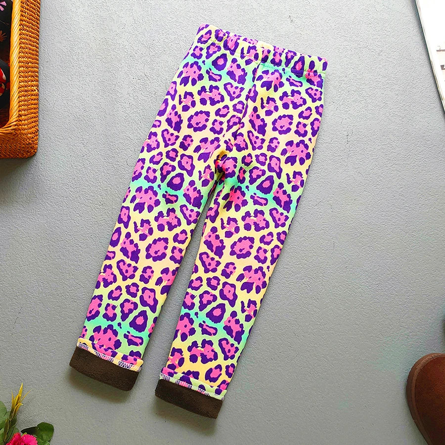 Plus Velvet Printed Kids Girls Winter Leggings childrensterritory