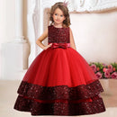 Sequins Bowknot Design Long Princess Dresses for Girls childrensterritory