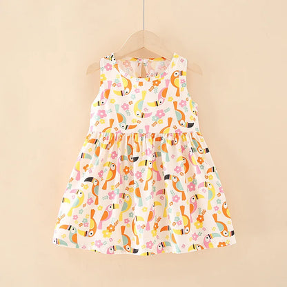 Kids Girls Cartoon Pattern Summer Party Dresses