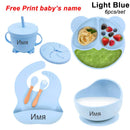 Personalized 6Pcs Toddler Feeding Suction Bowl Silicone Plates Set childrensterritory