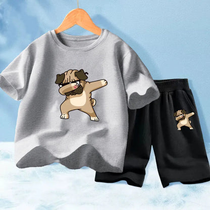 Kids Boys Music Headset Print T-shirt and Shorts Set childrensterritory