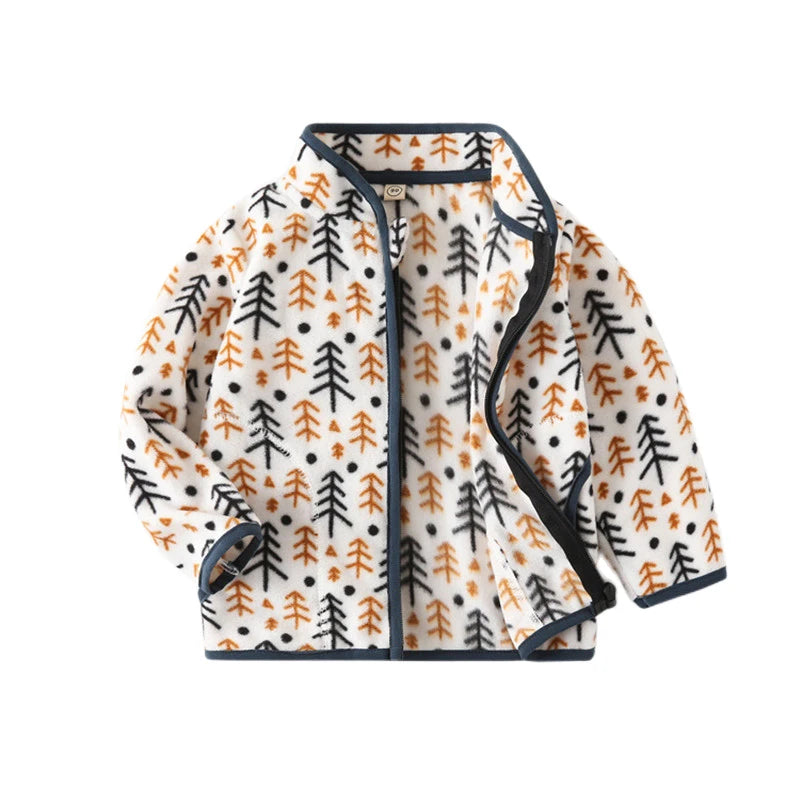 Printed Soft Fleece Kids Zipper Outerwear for Boys Girls childrensterritory