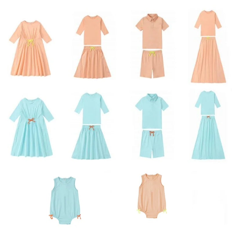 Summer Solid Colour Family Matching Clothing Set