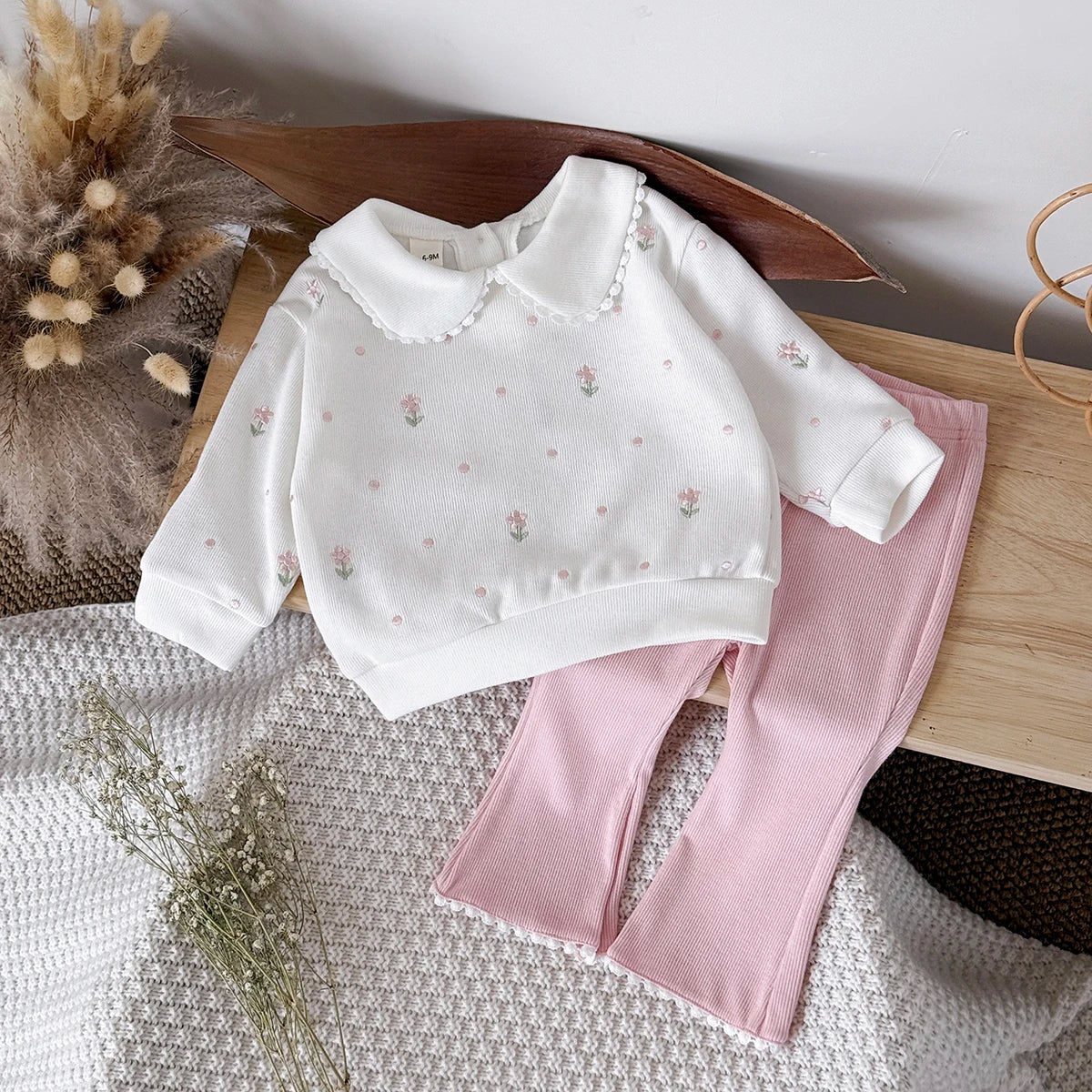 Flower Embroidered Baby Girls 2pcs Spring/Autumn Clothing Set childrensterritory