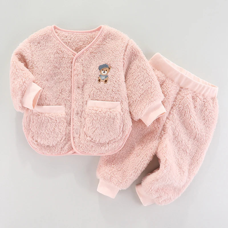 Kids Cartoon Design Long Sleeves Warm Clothing Set childrensterritory