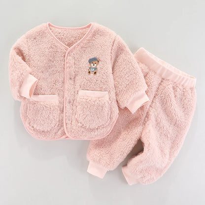 Kids Cartoon Design Long Sleeves Warm Clothing Set childrensterritory