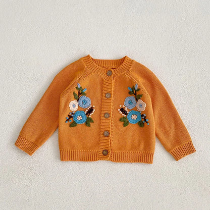 Baby Girls Long Sleeve Embroider Knit Cardigan childrensterritory