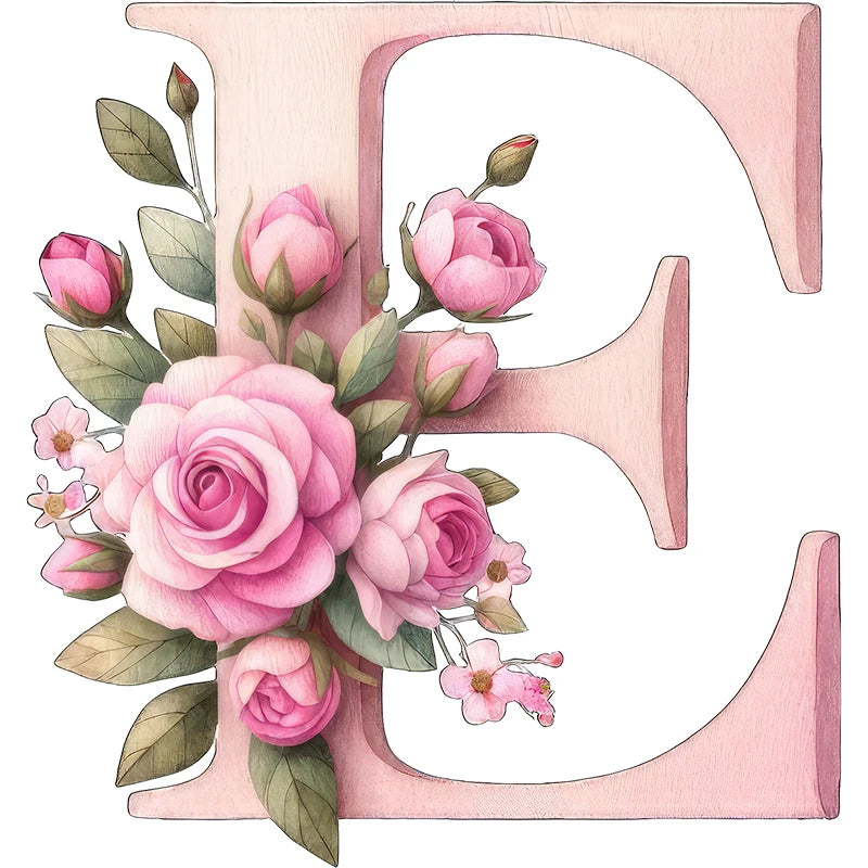 Self-Adhesive Pink Flower Letter Art Wall Decals