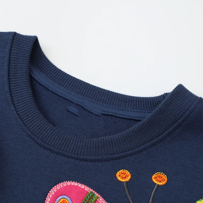 Kids Girls Butterfly Applique Cotton Sweatshirt childrensterritory