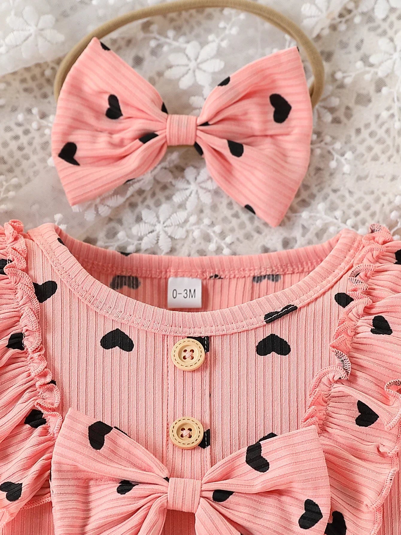 3Pcs Newborn/Toddler Girl Love Printed Long Sleeve Outfit Set
