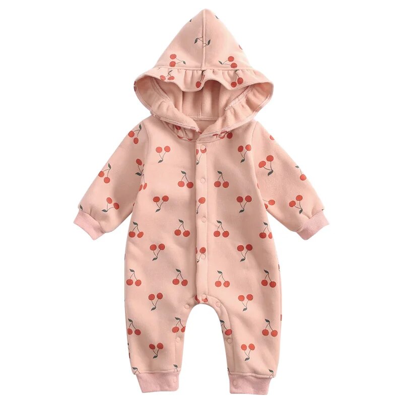 Long Sleeve Printed Baby Hooded Bodysuit for Winter childrensterritory