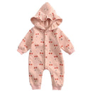 Long Sleeve Printed Baby Hooded Bodysuit for Winter childrensterritory