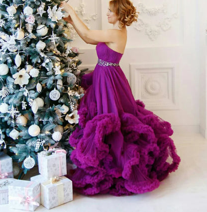 Puffy Purple Mommy and Me Long Matching Party Dress childrensterritory