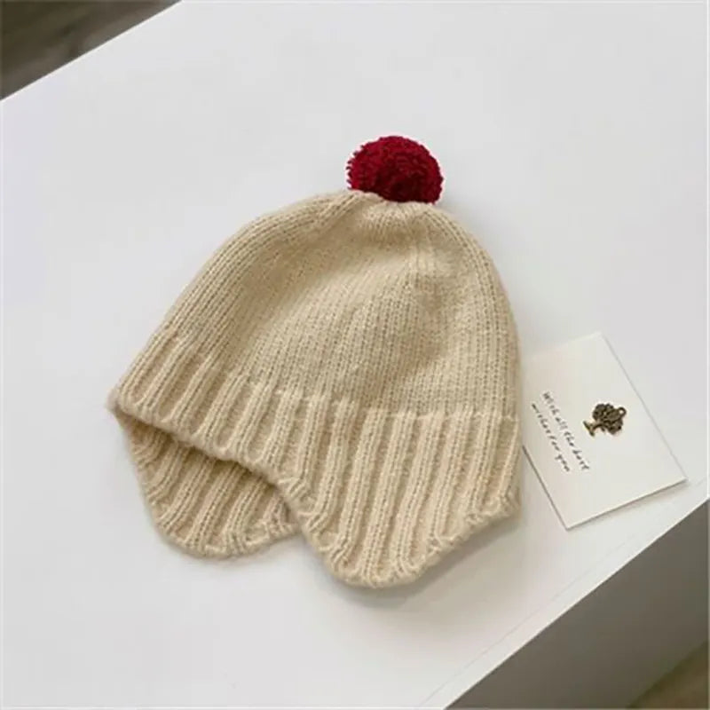Cartoon Bear Ear Protection Knitted Hat for Toddler Boys Girls childrensterritory