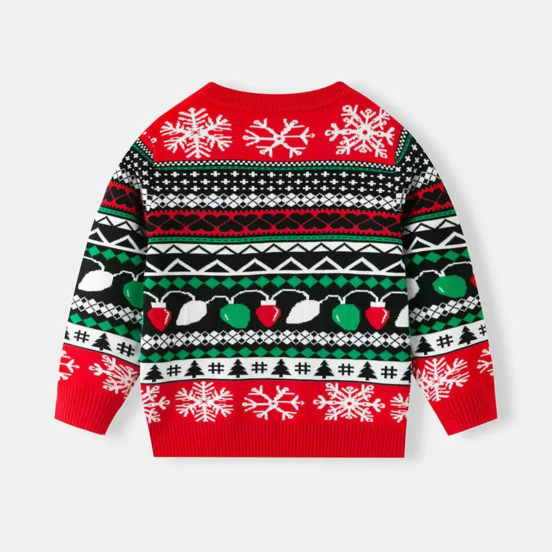 Kids' Long-Sleeved Christmas Print Winter Sweater