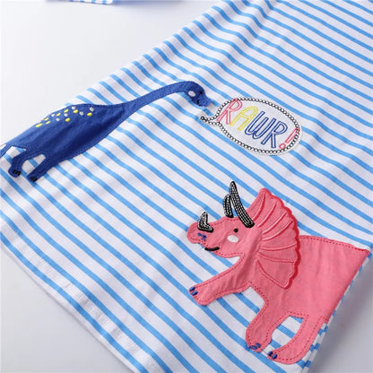 Kids Girls Cute Animals Design Long Sleeve Warm Dresses