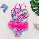 Ruffle Style Cartoon Design Kids Girls One Piece Swimwear