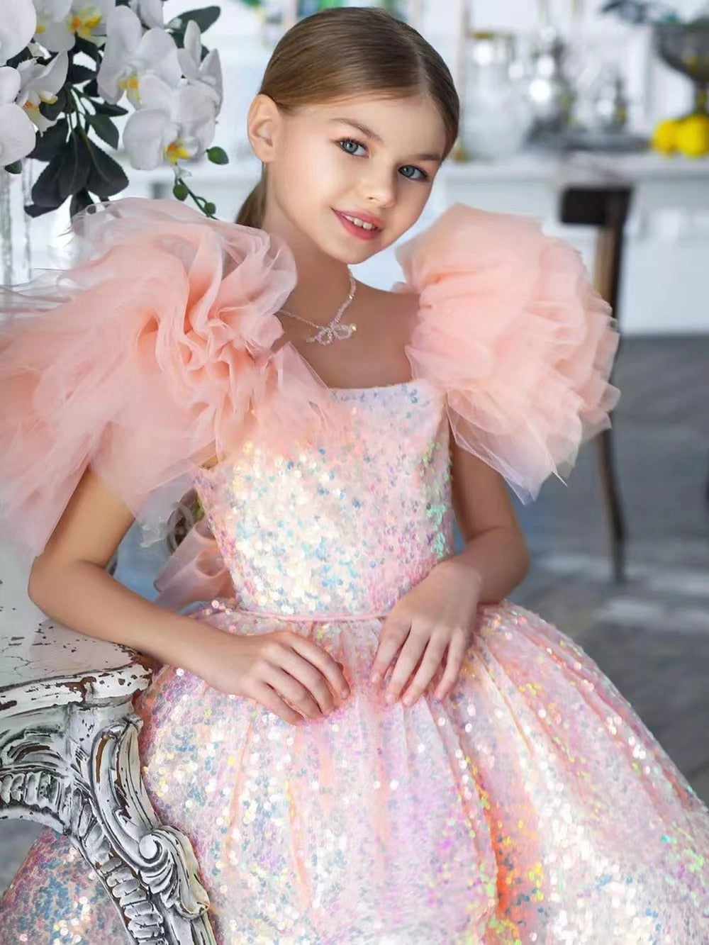 Baby/Kids Glitter Flower Girl Pink Dress for Prom/Wedding childrensterritory