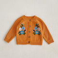 Baby Girls Long Sleeves Floral Embroidery Knitted Cardigans childrensterritory