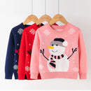 Kids' Long-Sleeved Snowman Design Winter Sweater