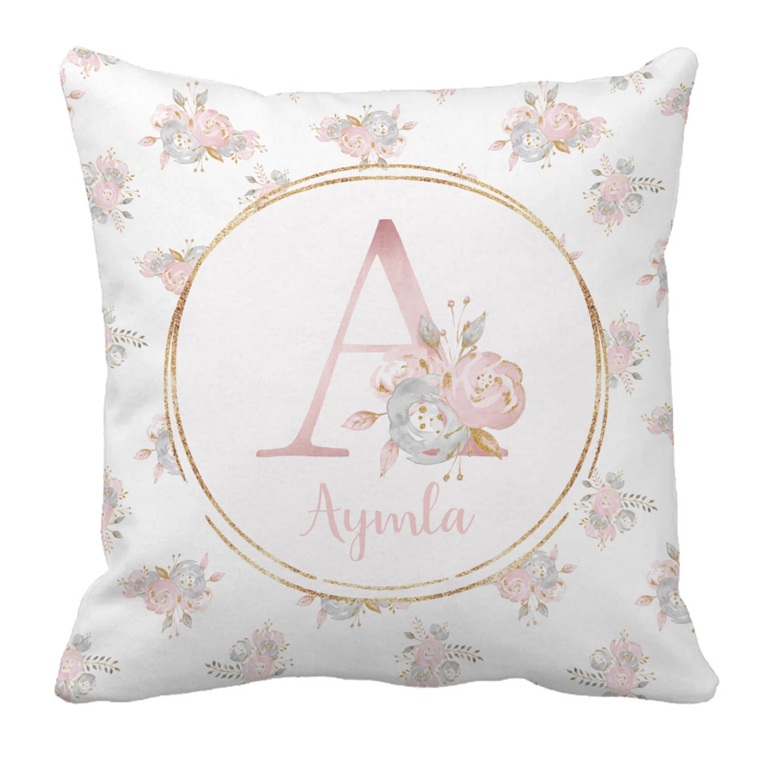 Baby Shower Gift: Customized Blush Gold Floral Bedding Set
