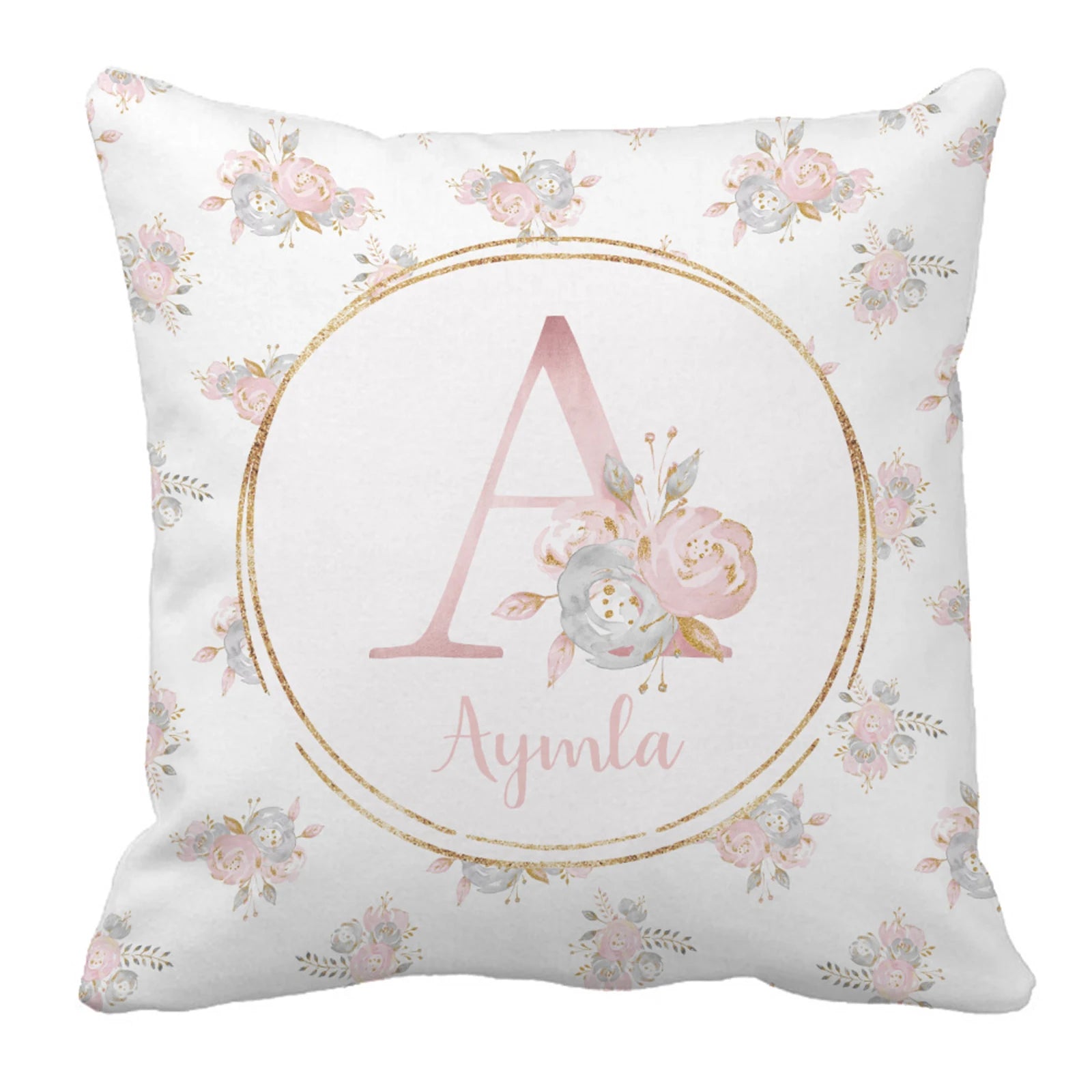 Baby Shower Gift: Customized Blush Gold Floral Bedding Set