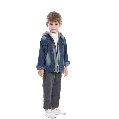 Kids Boys Loose Denim Hooded Jacket for Autumn &amp; Winter childrensterritory