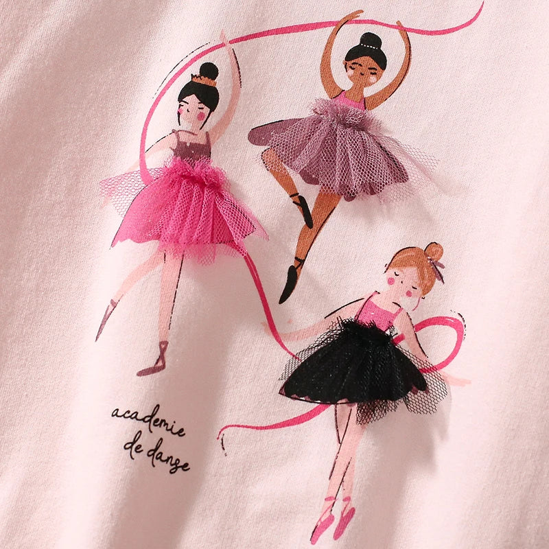 Kids Girls Ballet Dancer Print Tops+ Leggings Sets for Autumn childrensterritory