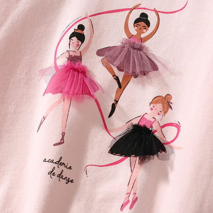 Kids Girls Ballet Dancer Print Tops+ Leggings Sets for Autumn childrensterritory