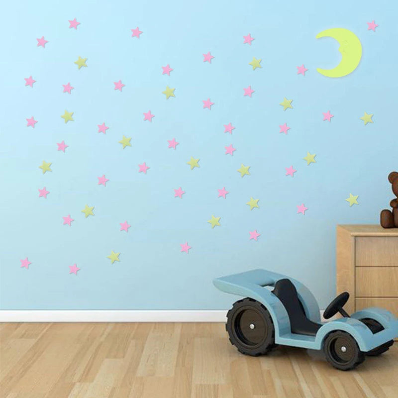 100Pcs 3D Colorful Luminous Stars Stickers for Bedroom