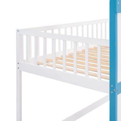 Twin Over Twin Castle Bunk Bed with Ladder childrensterritory