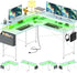 Corner Gaming Desk With LED Lights and Storage Shelves childrensterritory
