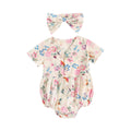 Baby Girls Sleeveless Floral Bodysuit with Headband childrensterritory