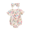 Baby Girls Sleeveless Floral Bodysuit with Headband childrensterritory
