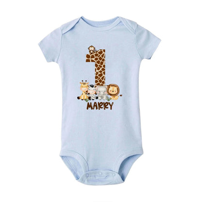 Baby Unisex First Birthday Embroidered Romper