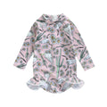 Kids Girls Long Sleeve Printed Bathing Suit/Swimwear childrensterritory