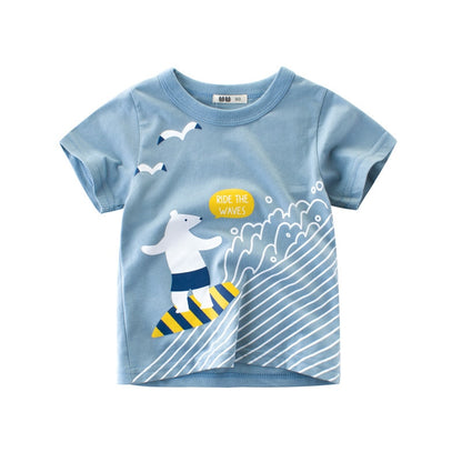 Cartoon Letter Printed Kids Boys Girls Loose Summer Cotton Top childrensterritory