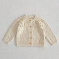Solid Color Long Sleeve Infant Girls Knitted Cardigans childrensterritory