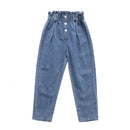 Casual High Waist Elastic Denim Pants for Girls childrensterritory
