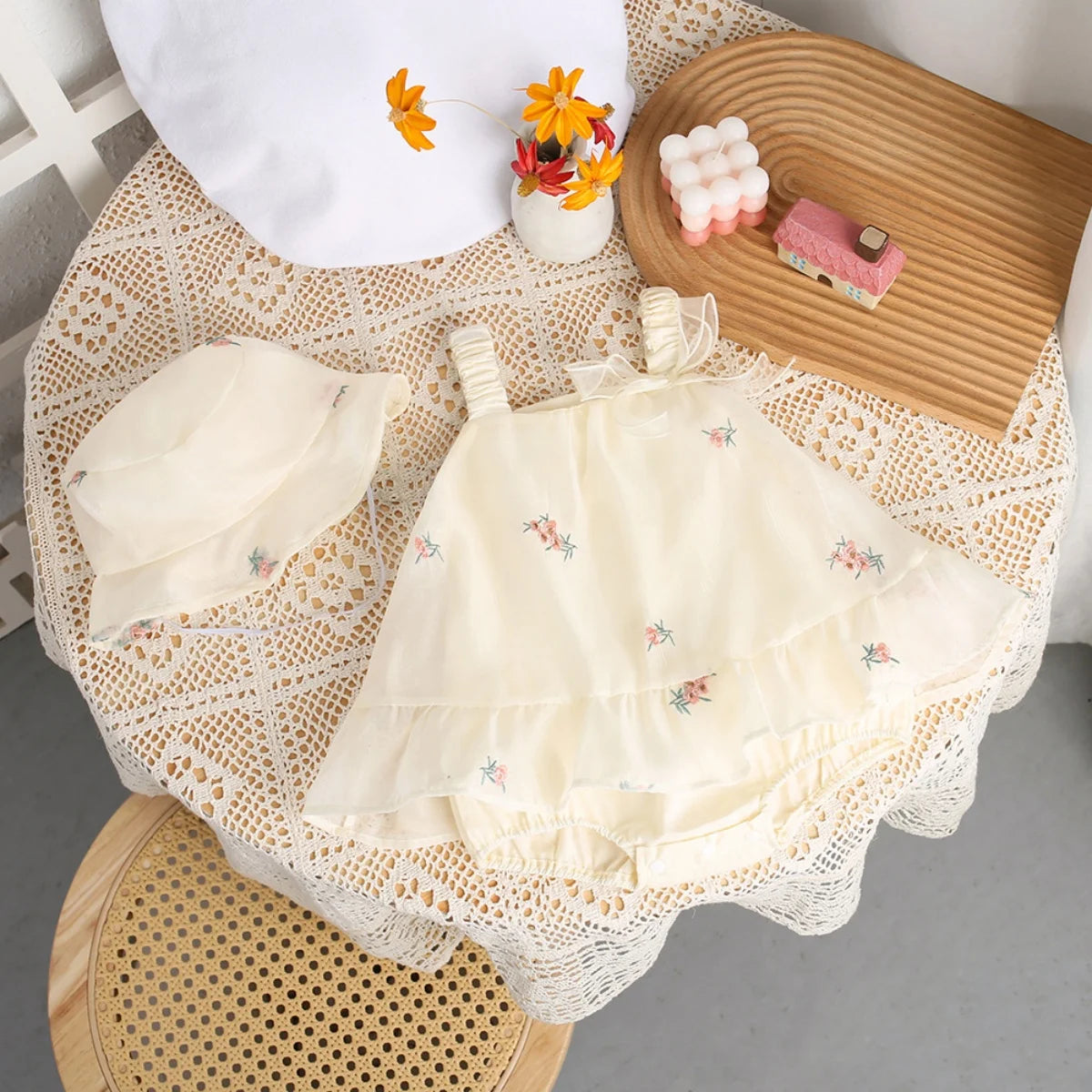 Baby Girl Lace Flower Sleeveless Summer Romper