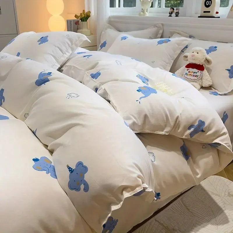 Soft & Colorful Cartoon Print Bedding Set for Kids