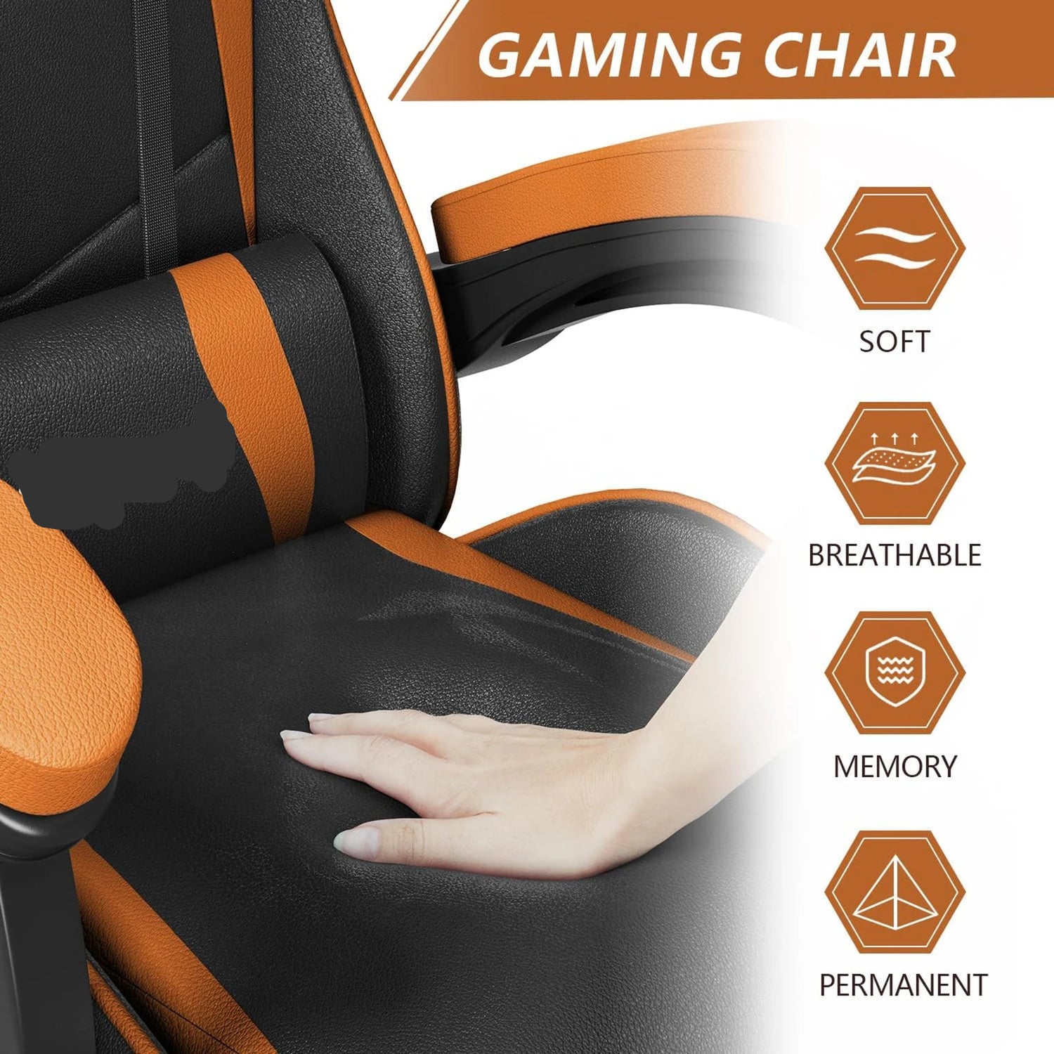 PU Leather Gaming Chair with Headrest and Lumbar Support childrensterritory