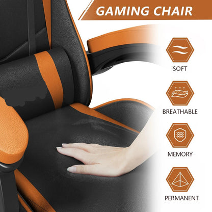 PU Leather Gaming Chair with Headrest and Lumbar Support childrensterritory